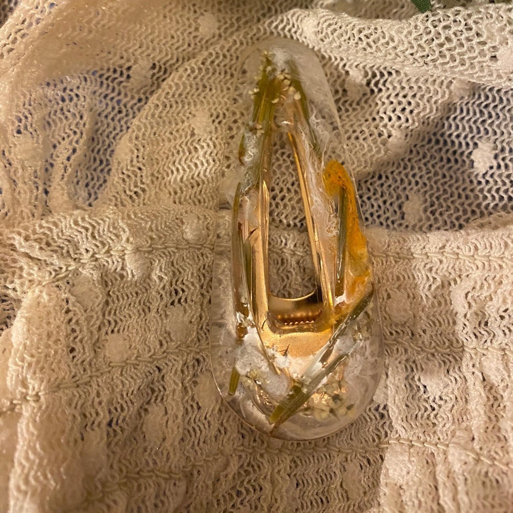 Handmade resin botanical hair clip barrette